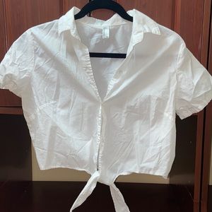 American Apparel White Button-Up Crop Top